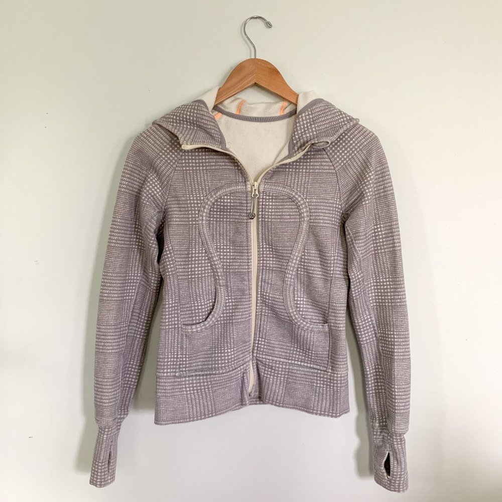 Lululemon Gray and White Patterned Scuba Hoodie